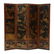 Vintage Chinese Painted Leather Floor Screen