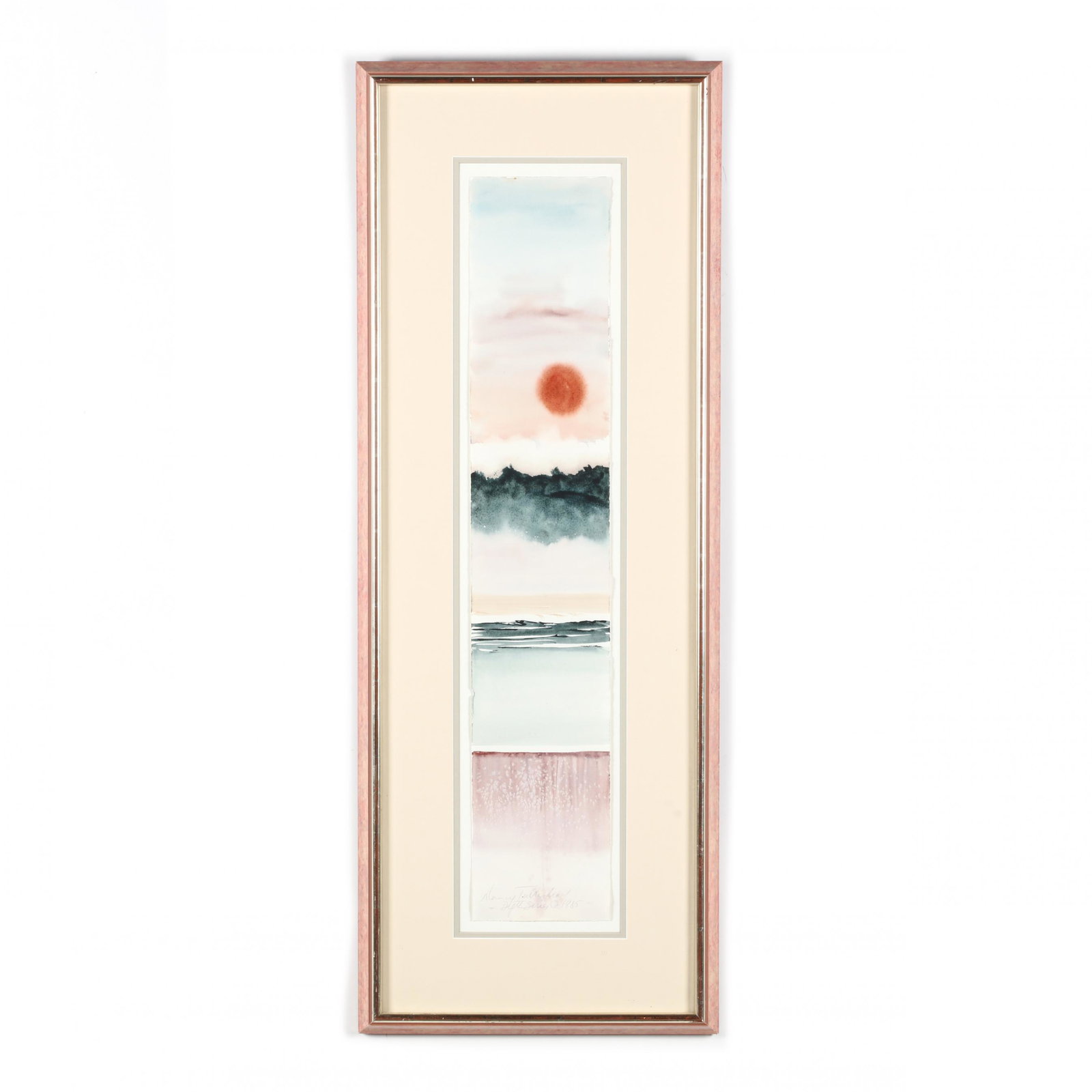 Nancy Tuttle May (NC), Depth Series: Nancy Tuttle May (NC), Depth Series watercolor on paper, signed and dated 1985 lower left , float mounted with a double mat and framed behind glass, includes Somerhill Gallery label on verso. DOA 39 x