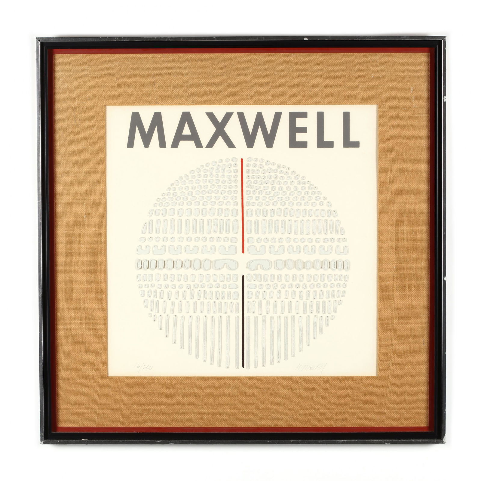 Paul Maxwell (American, 1925-2015), A Cast Paper: Paul Maxwell (American, 1925-2015), A Cast Paper Stencilpencil signed and numbered 16/200 lower margin, with "Maxwell" printed along top, matted and framed. DOA 32 x 32 in. Private Collection, North C