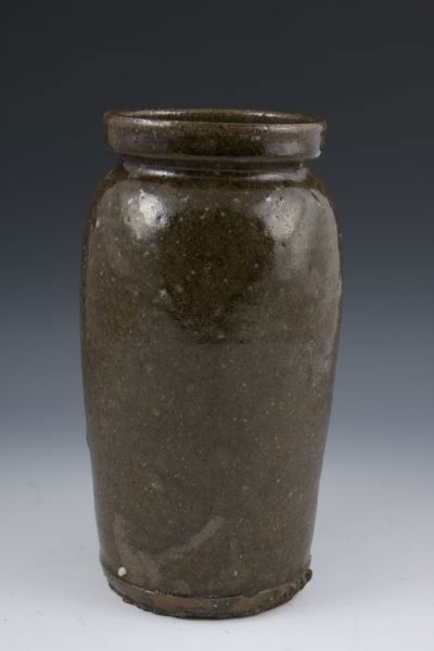 NC Pottery "JWH & Blackburn NC" Stoneware Jar,: NC Pottery "JWH & Blackburn NC" Stoneware Jar, alkaline glazed preserve jar, inner rim, straight tapered sides, (John Wesley Hilton 1846-1923, earliest known Hilton potter, Catawba County). 9.5" Est