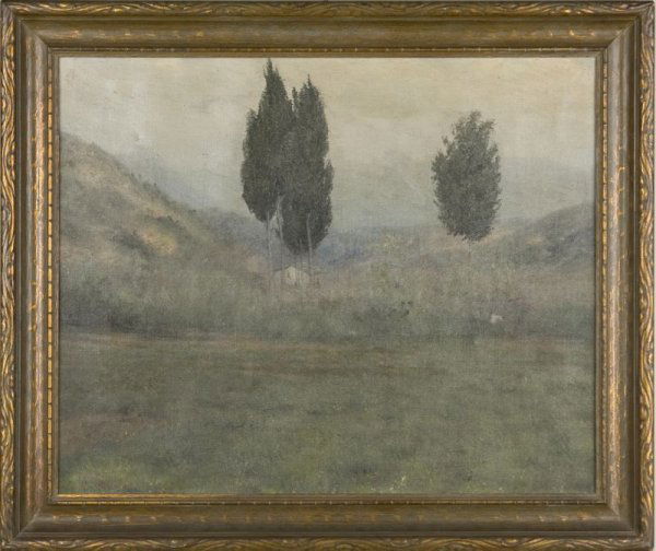 Alexander Harrison (CA/NY/France, 1853-1930),: Alexander Harrison (CA/NY/France, 1853-1930), oil on canvas, faint signature at lower left, housed in a period hand-carved frame with gilt highlights, the canvas bearing a stamp for Lucien Lefebvre-Fo