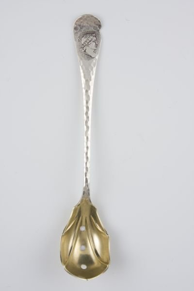 Wood & Hughes Hammered Medallion Sterling Spoon,
