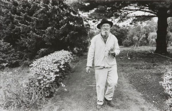Bruce Davidson (American, b. IL, 1933),: Bruce Davidson (American, b. IL, 1933), gelatin silver print, "Edward Steichen in His Garden", 1963, verso with Bruce Davidson / Magnum Photos stamp and Magnum Photo Library stamp numbered 17514, matt