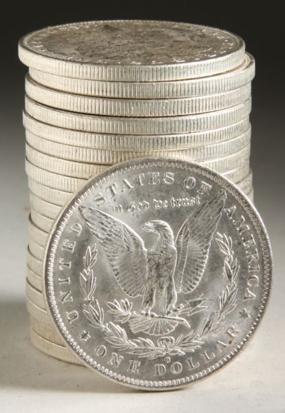 BU Roll 1884-O Morgan Silver Dollars, - 2