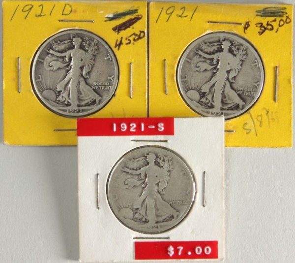 Key 1921 P-D-S Walking Liberty Half Set,