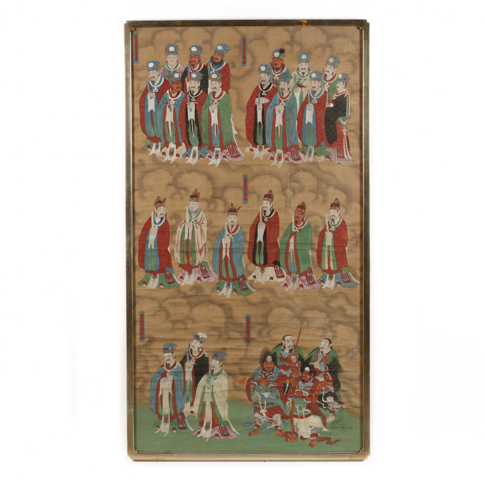 A Large Chinese Buddhist Water and Land Ritual Painting: A Large Chinese Buddhist Water and Land Ritual Painting Ming dynasty (1368-1644), probably 16th century, ink and colors on silk, a "Water and Land Ritual" theme painting illustrating various groups of