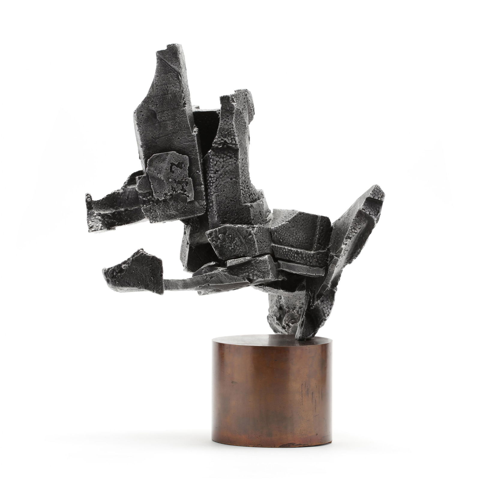 Bruce Beasley (American, b. 1939), Amycus: Bruce Beasley (American, b. 1939), Amycuscast aluminum, signed and dated 1962, mounted to a copper cylinder plinth. 16.75 x 18 x 14.5 in. Bruce Beasley was born in Los Angeles, California. He received