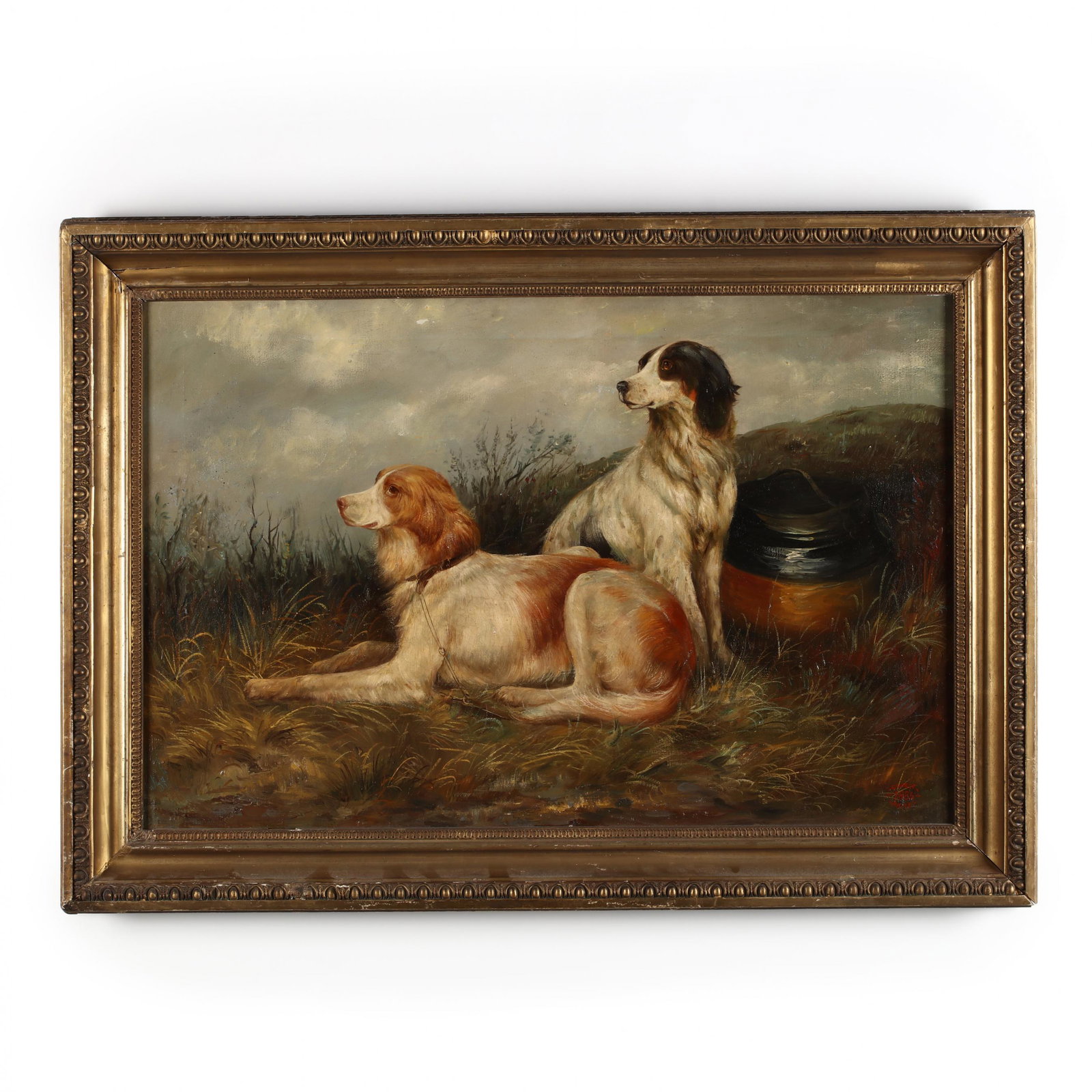 George Paice (English, 1854-1925), A Portrait of Two: George Paice (English, 1854-1925), A Portrait of Two Setters oil on canvas, signed and dated 1886 at lower right, presented in a gilt frame. SS 19.25 x 29.25 in.; 25 x 35.25 in. Born in London, George