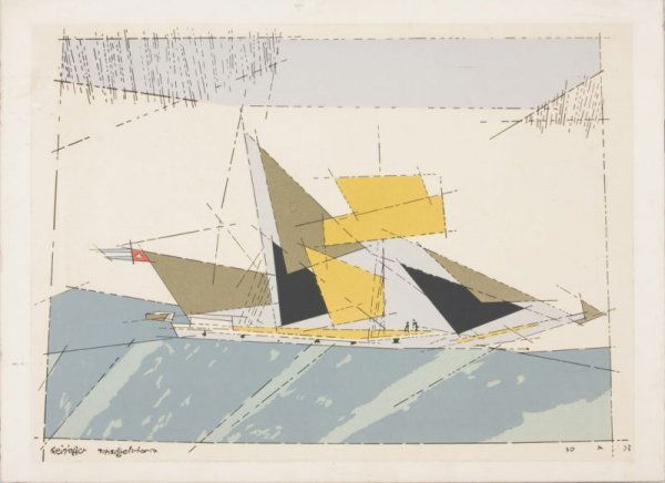 Lyonel Feininger (NY / Germany, 1871-1956),: Lyonel Feininger (NY / Germany, 1871-1956), color lithograph, signed and numbered in plate "Feininger Tukscgelschoren 30 X 33," unframed. Image size 18" x 24"; DOA 20" x 26.5"