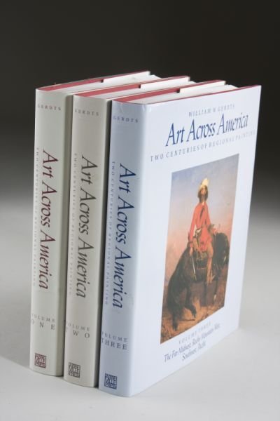 Wm. H. Gerdts," Art Across America",: Wm. H. Gerdts," Art Across America", (New York: Abbeville Press, 1990), 1,214 pp. in three volumes, folio (13" x 11.25"), maroon boards with dust jacket, Volume I signed by author. A deluxe retrospect