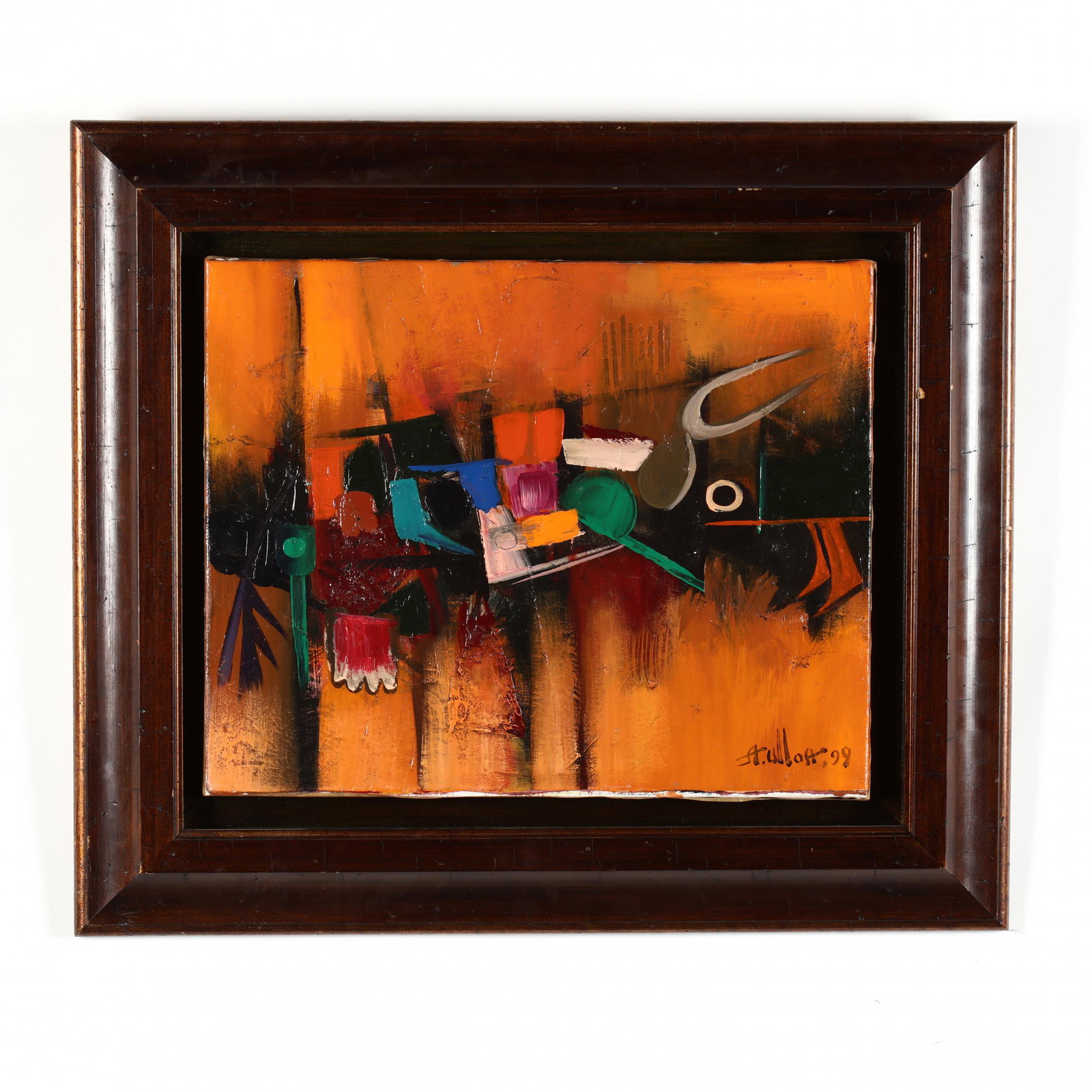 Alberto Ulloa (Dominican Republic, 1950 - 2011), La: Alberto Ulloa (Dominican Republic, 1950 - 2011), La Vaca Acrylic on canvas, signed "A. Ulloa" and dated 1999 lower right to recto, and also on upper right to verso; presented in a painted wood floater