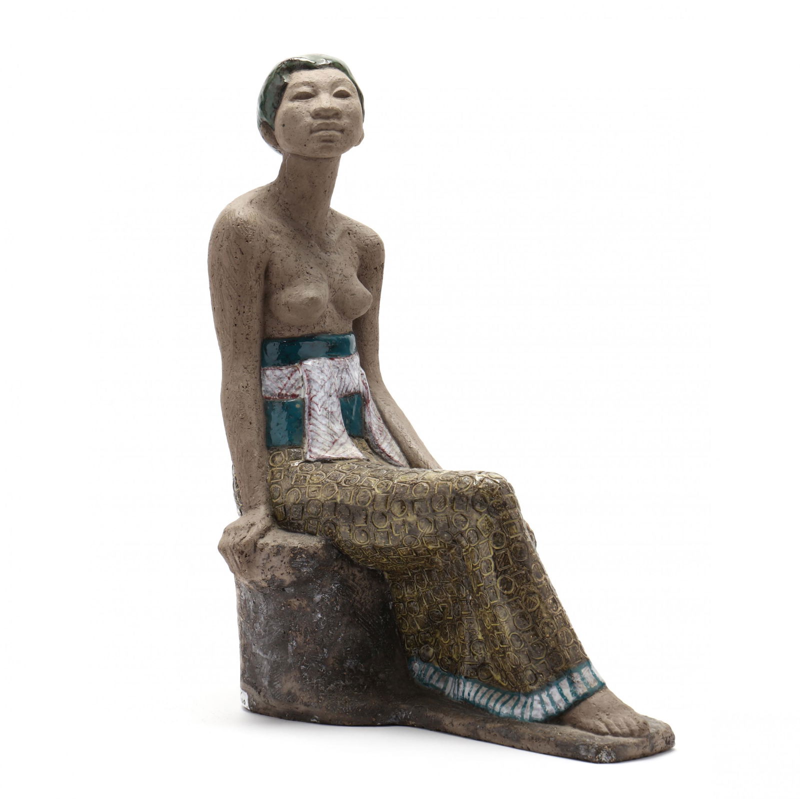 Mari Simmulson (Russian/Swedish, 1911-2000), Sculpture: Mari Simmulson (Russian/Swedish, 1911-2000), Sculpture of a Seated Indonesian Womanglazed terra cotta, signed and numbered 57/100 to base. 20 x 14.5 x 8 in. In 1945, Mari Simmulson began working at G