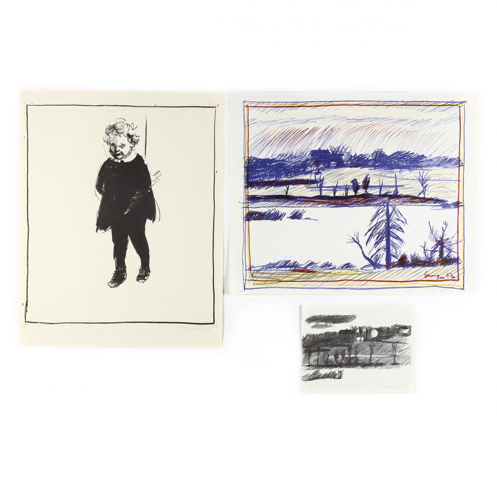 Paul Georges (American, 1923-2002), Three Lithographs: Paul Georges (American, 1923-2002), Three Lithographs the first: Winter Landscape, 1963, pencil signed and numbered 58/118 at lower right; the second: Landscape, 1965, pencil signed and numbered 17/76