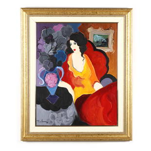 Itzchak Tarkay (Israeli, 1935-2012), Elegance: Itzchak Tarkay (Israeli, 1935-2012), Eleganceacrylic on canvas, 1994, signed at lower left, retains partial label to stretcher and with image of certificate from Park West Galleries, in gilt frame wit