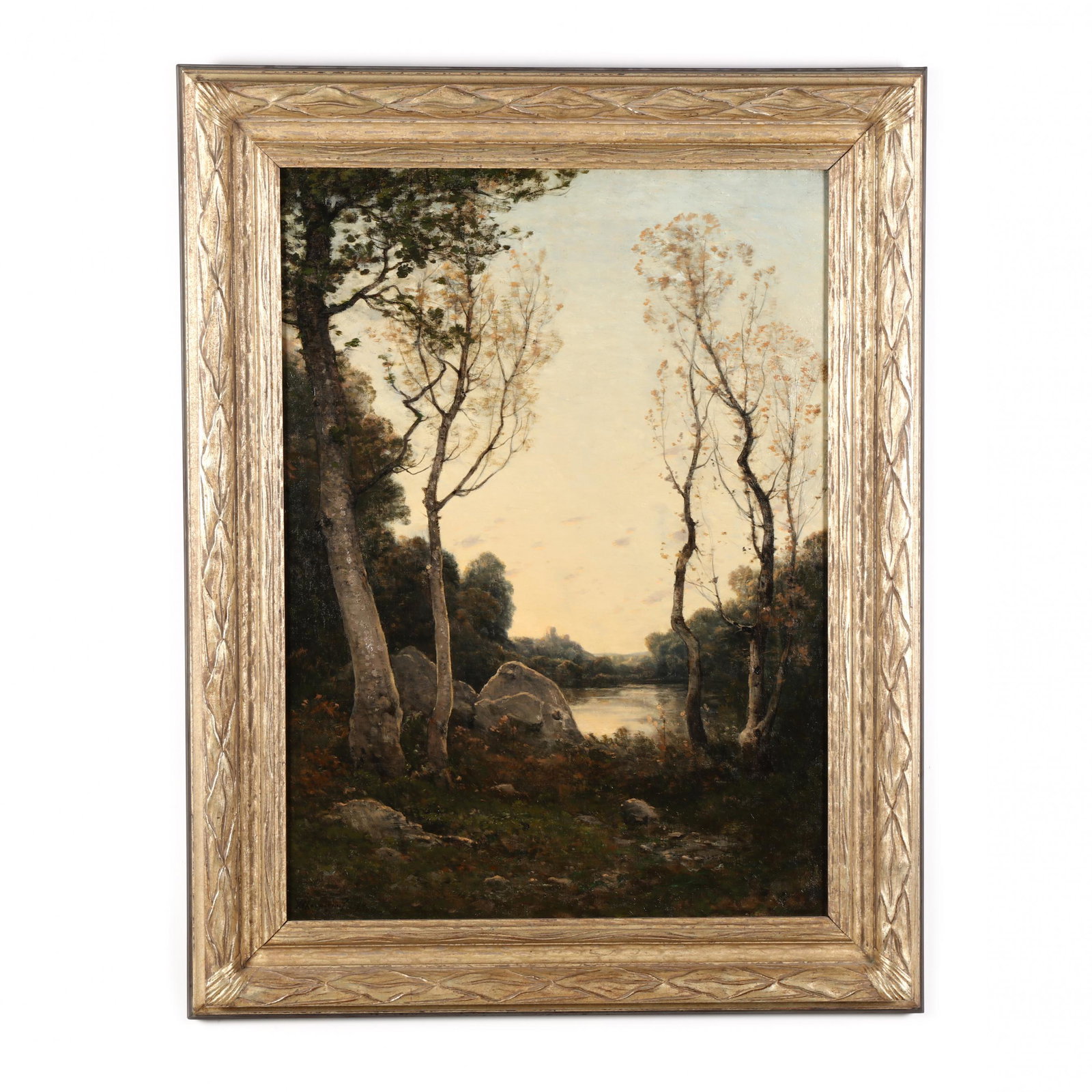 Henri-Joseph Harpignies (French, 1819-1916), Landscape: Henri-Joseph Harpignies (French, 1819-1916), Landscape at Sunset oil on canvas, signed and dated 1894 at lower left, the canvas with stencil the canvas maker / colourman Blanchet of Paris, presented i