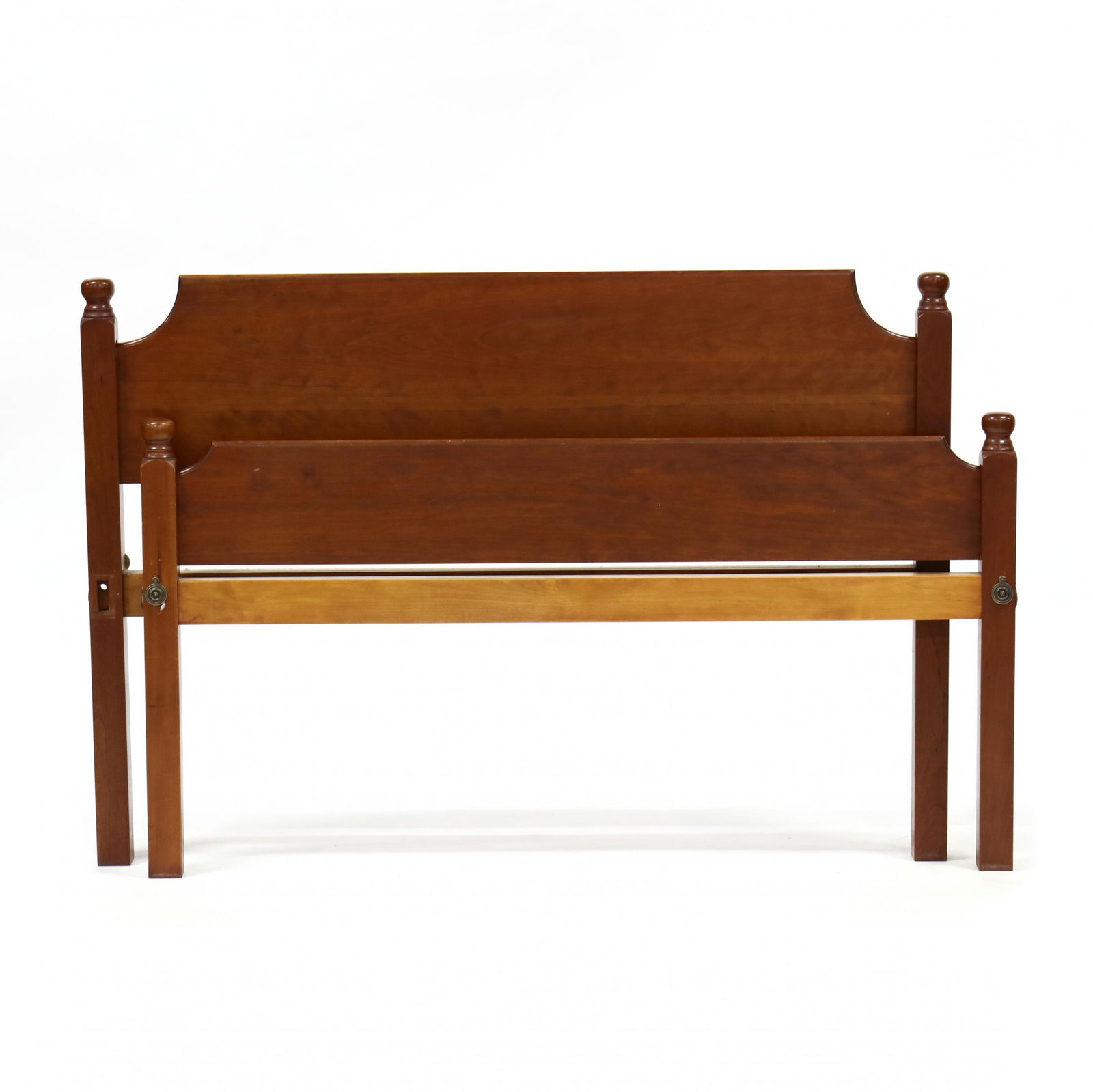 Eldred Wheeler, Cherry Full Size Bed: Eldred Wheeler, Cherry Full Size Bedsecond half 20th century, turned posts, molded edge headboard with shorter conforming footboard, with wood rails and bolts. This lot is accompanied by an optional m