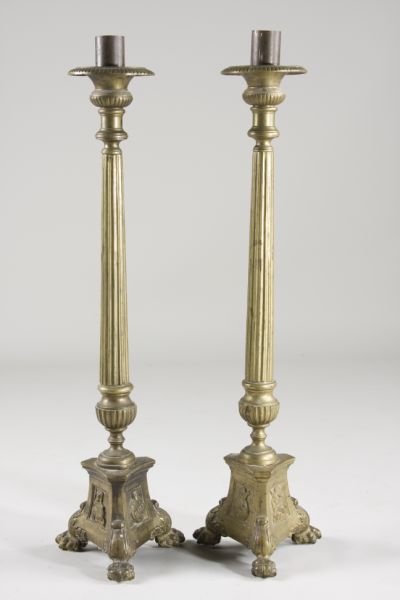 Pair of Brass Altar Candlesticks,