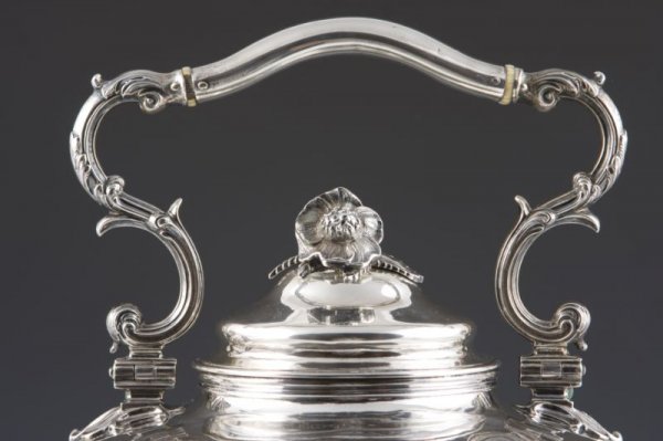 William Forbes Coin Silver Kettle on Stand, - 2