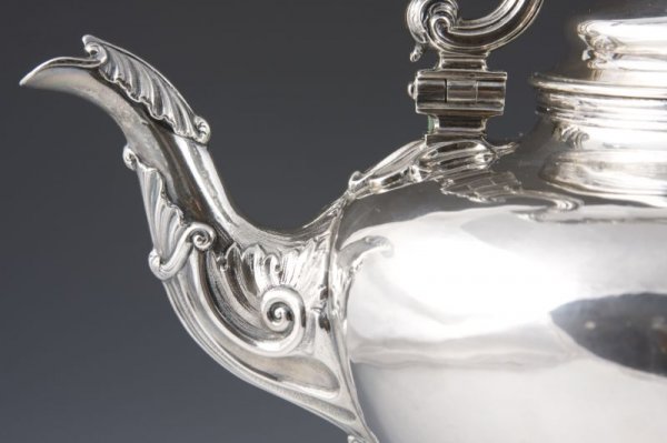 William Forbes Coin Silver Kettle on Stand, - 3