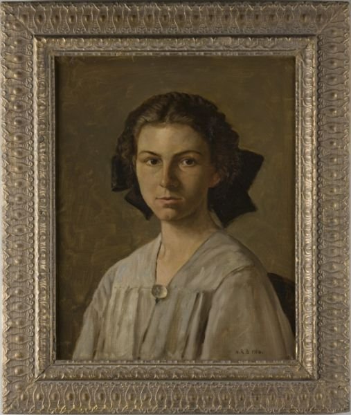 Horace Robbins Burdick (MA, 1844-1942), Portrait,: oil on canvas, initialed and dated lower right "H. R. B. 1910," bears a stamp on the verso "Painting by / H. R. Burdick / from the estate auction of / Doris Burdick / 4-25-81," presented in a gilt com