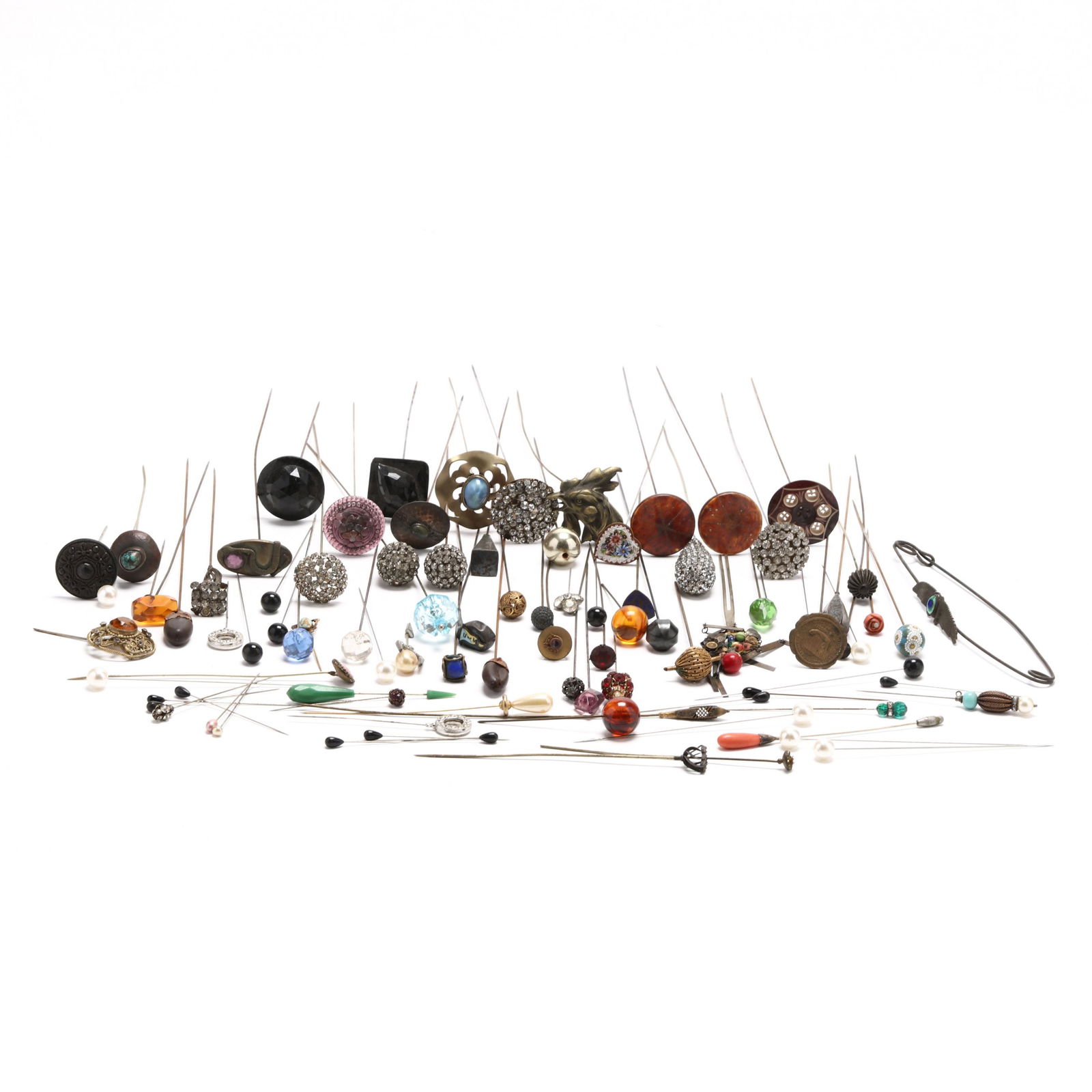 William Ivey Long's Collection of Vintage Hatpins: William Ivey Long's Collection of Vintage Hatpinscirca 1920-1950, over (40) adorned with rhinestones, faux gemstones and beads. Longest 12 in. Mr. Long enjoyed arranging these hatpins as floral bouque