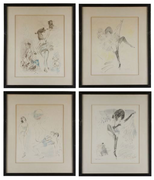 Marcel Vertes (Fr., 1895-1961), Four Lithographs: Marcel Vertes (Fr., 1895-1961), Four Lithographs the first titled "Rope Dancer," printed circa 1925, pencil signed and numbered "Vertes" and "154 / 250;" the remaining three color lithographs are from