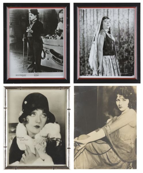 Four Signed Photographs of Silent Film Stars: Four Signed Photographs of Silent Film Stars as follows: "Charlie Chaplin SP, "Hello! Charlie Chaplin" on reprint still from "The Circus" (1928), inscription quite weak; Bebe Daniels SP, "To S.A. Lerc