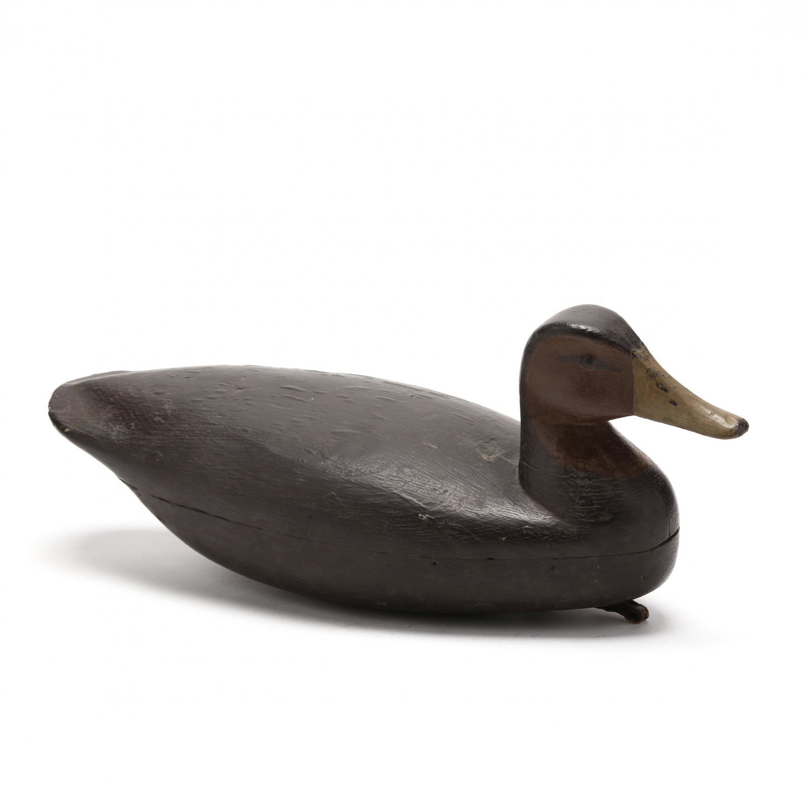 Jesse Birdsall, Black Duck: Jesse Birdsall, Black DuckJesse Birdsall (1852-1929) Barnegat Bay, New Jersey, circa 1910. A very nice hollow carved black duck with body halves joined together with small dowels. Branded SGH for coll