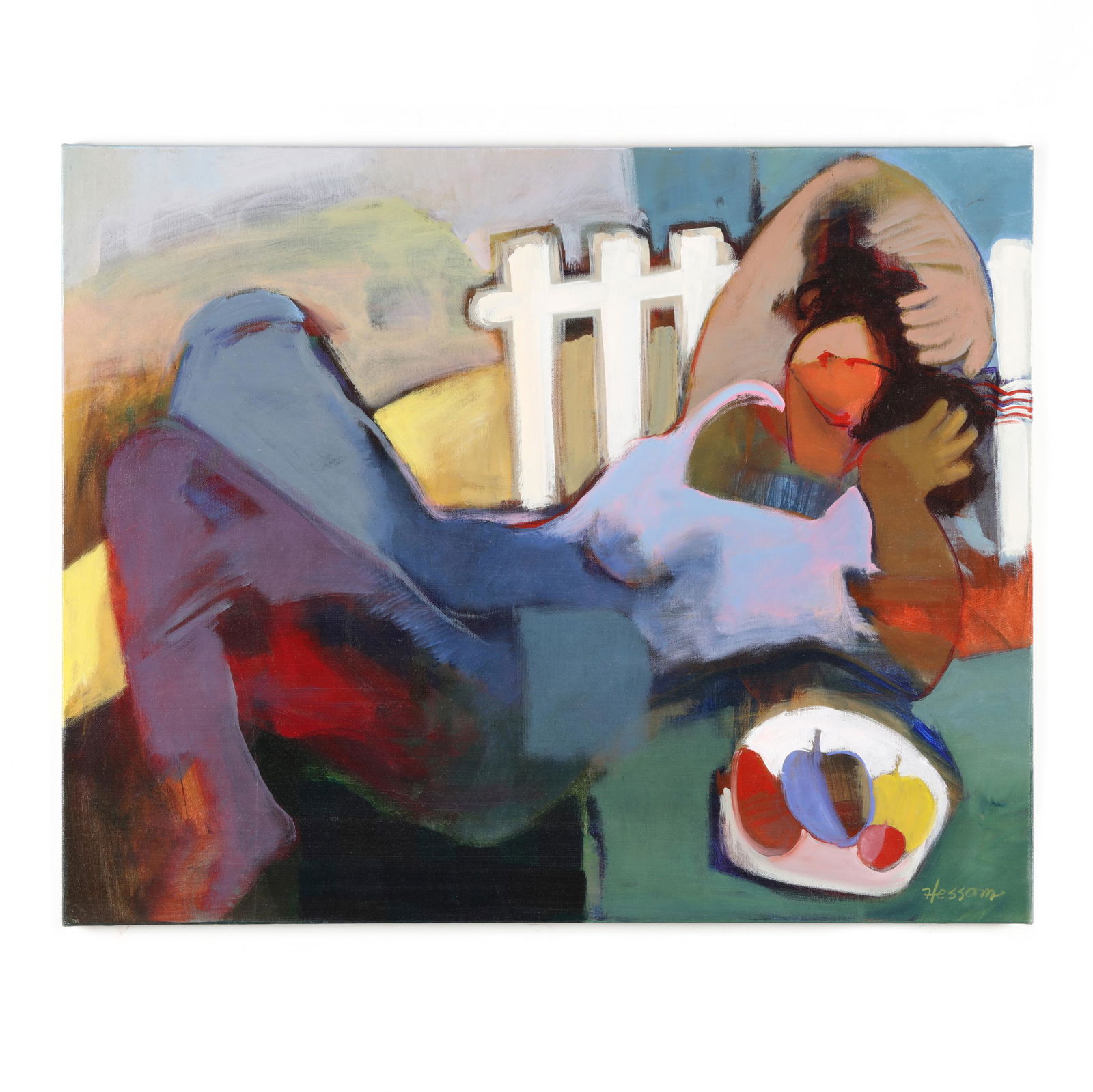 Hessam Abrishami (Iranian, born 1951), A Woman's Dream: Hessam Abrishami (Iranian, born 1951), A Woman's Dreamoil on canvas, signed at lower right, also titled and dated 1995 to verso, gallery wrap canvas. 24 x 30 in. Private collection, Chapel Hill, North