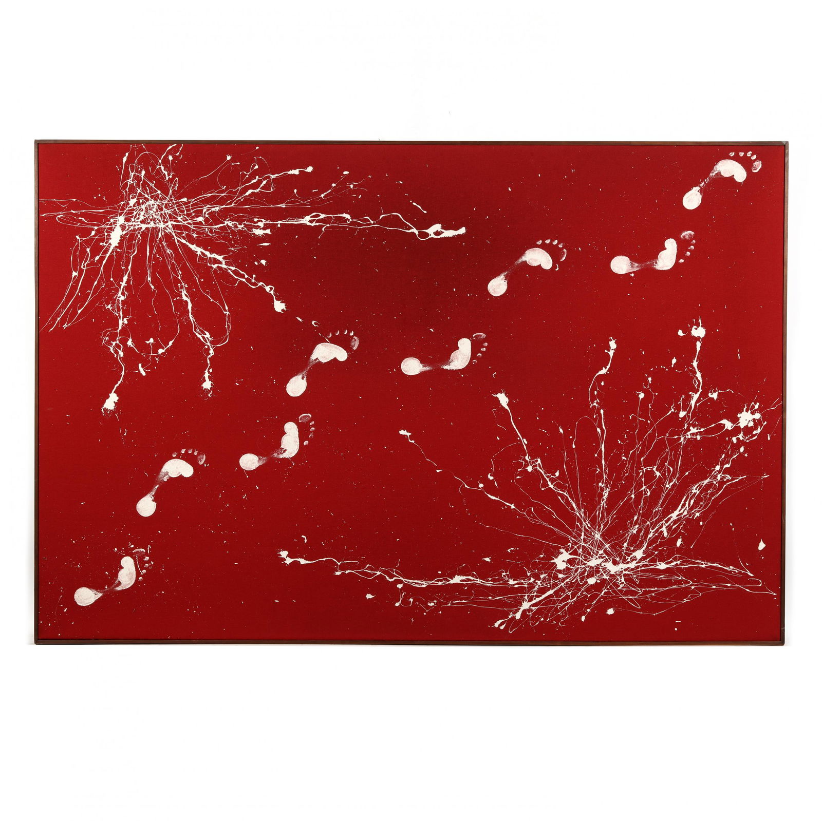 Adrian Pearsall (American, 1925-2011), Large Painting: Adrian Pearsall (American, 1925-2011), Large Painting with Child's Footprintspaint over felt mounted to masonite, unsigned, in original wooden frame. Frame dimensions 49 x 73 in. Additional high-reso