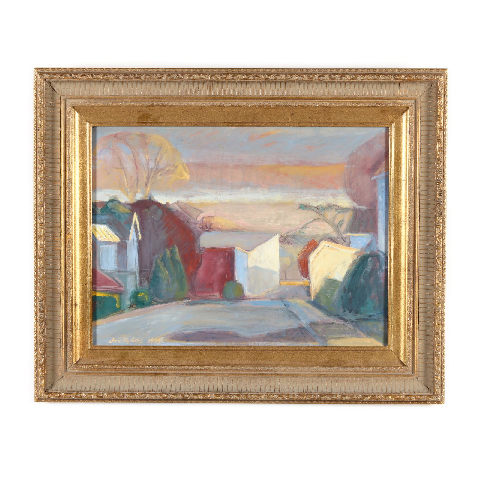 Chris Stephens (VA), Fall: Chris Stephens (VA), Fall oil on board, signed and dated at lower right, inscribed on the verso, retains gallery label, framed. Frame dimensions 17 1/2 x 21 1/2 in. Chris Stephens studied at UNC-Green