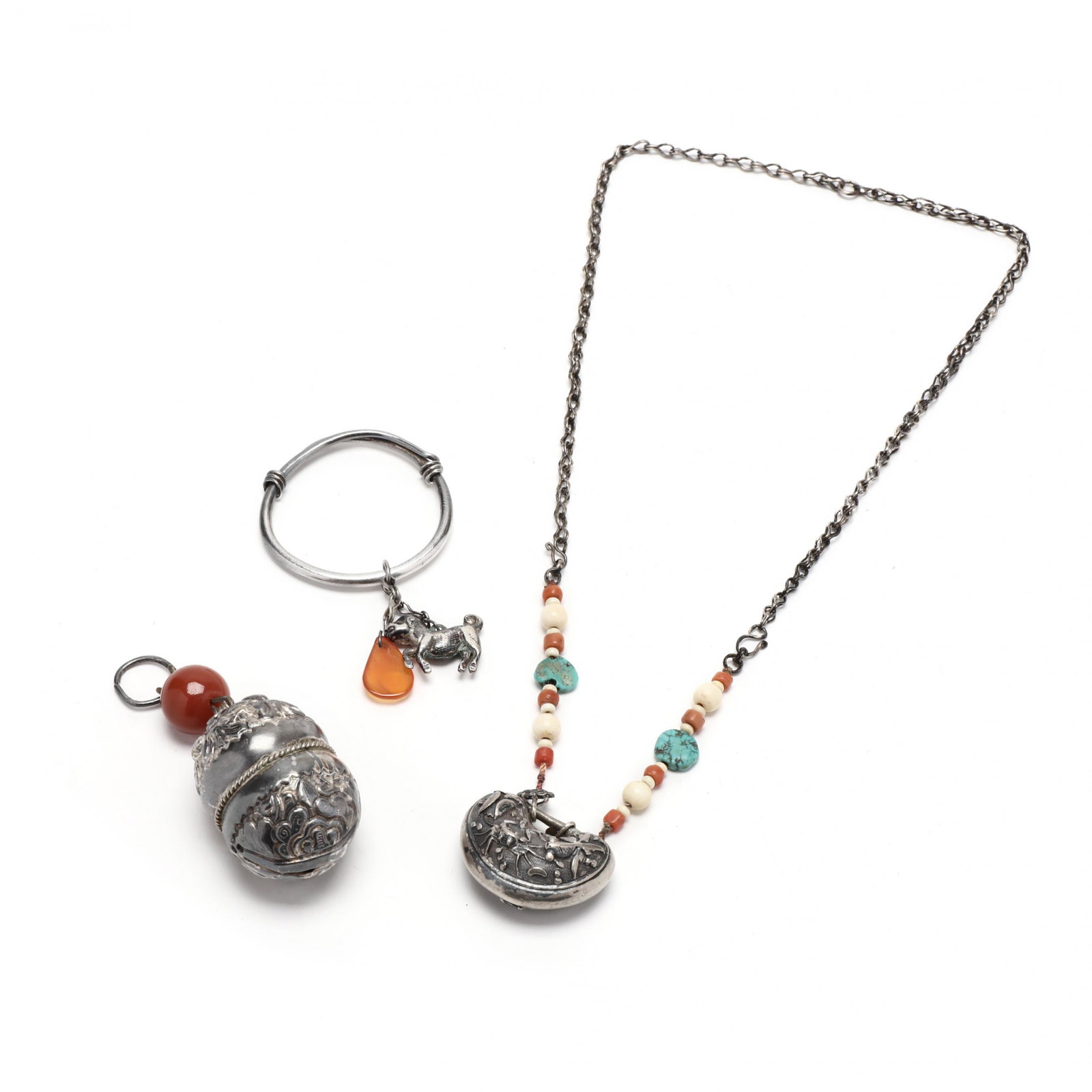 Three Antique Chinese Silver Child's Amulets (1 of 4)