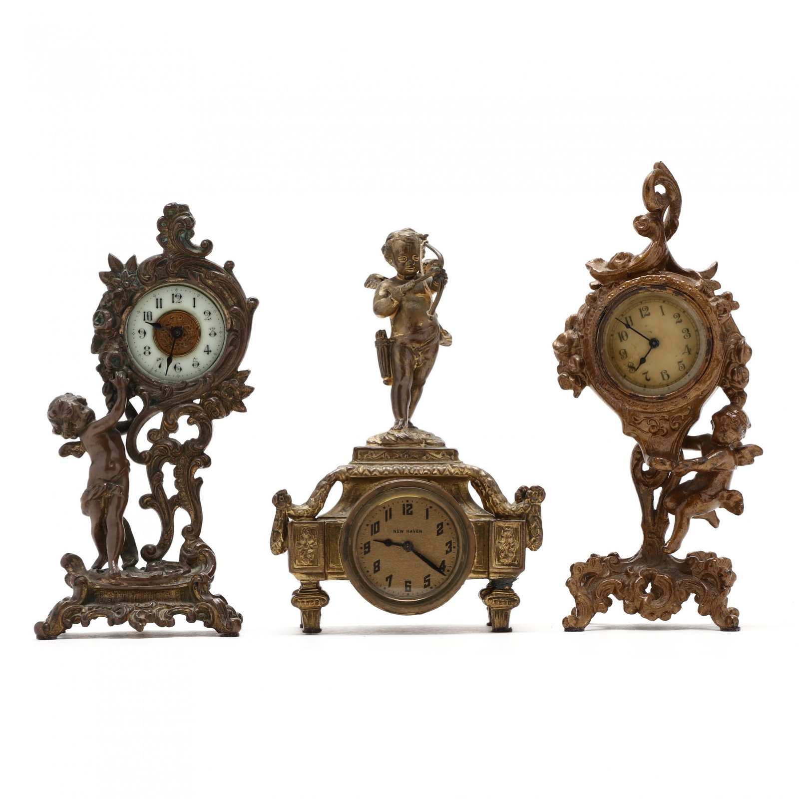 Three Antique Figural Desk Clocks (1 of 7)