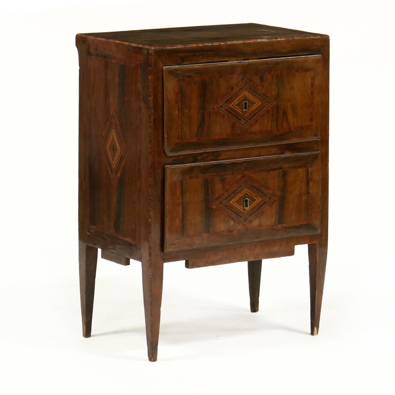 Italian Inlaid Walnut Two Drawer Stand (1 of 5)