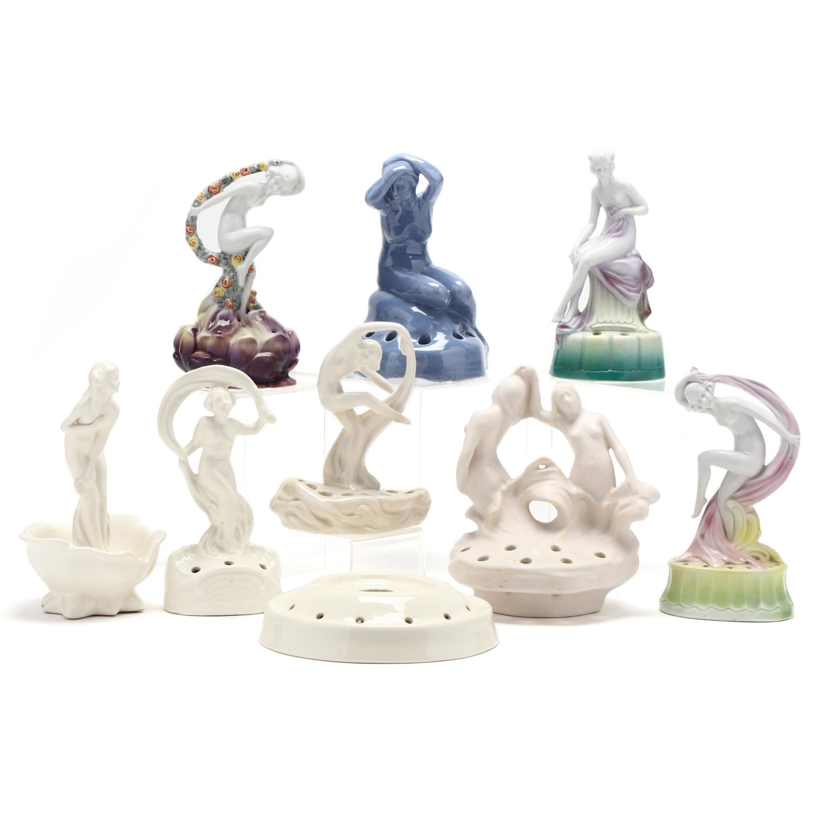 A Vintage Collection of Nine Art Deco Flower Frogs (1 of 10)