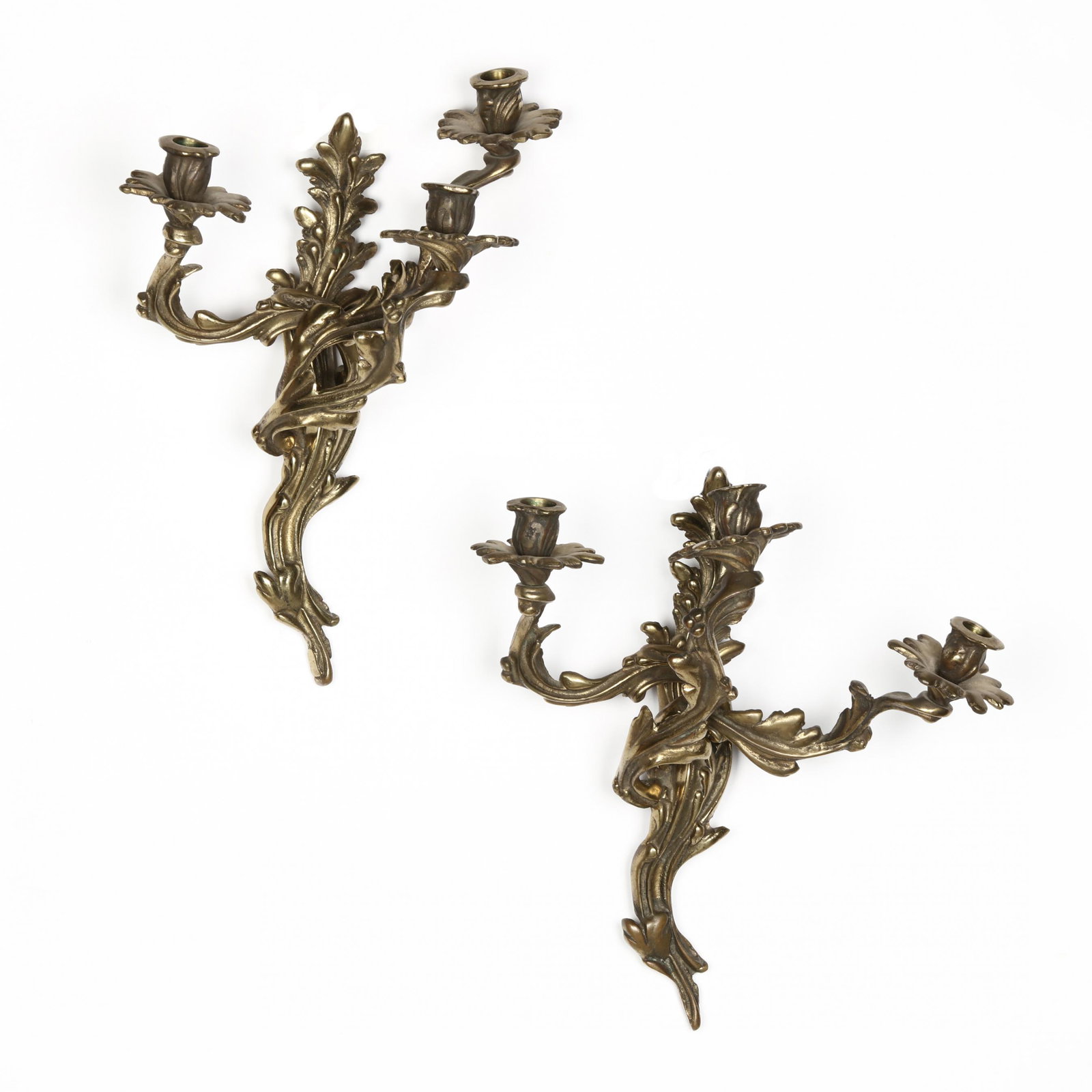 Pair of Rococo Style Brass Sconces (1 of 4)