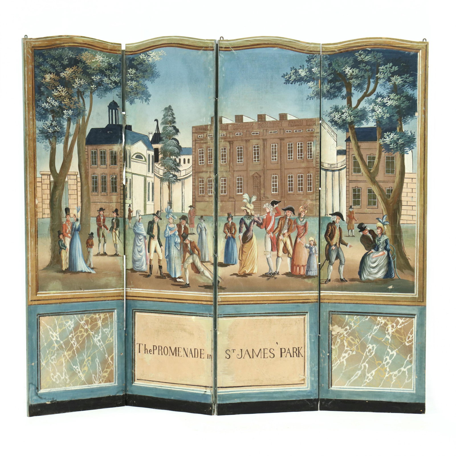 English Paint Decorated Four Panel Floor Screen (1 of 6)