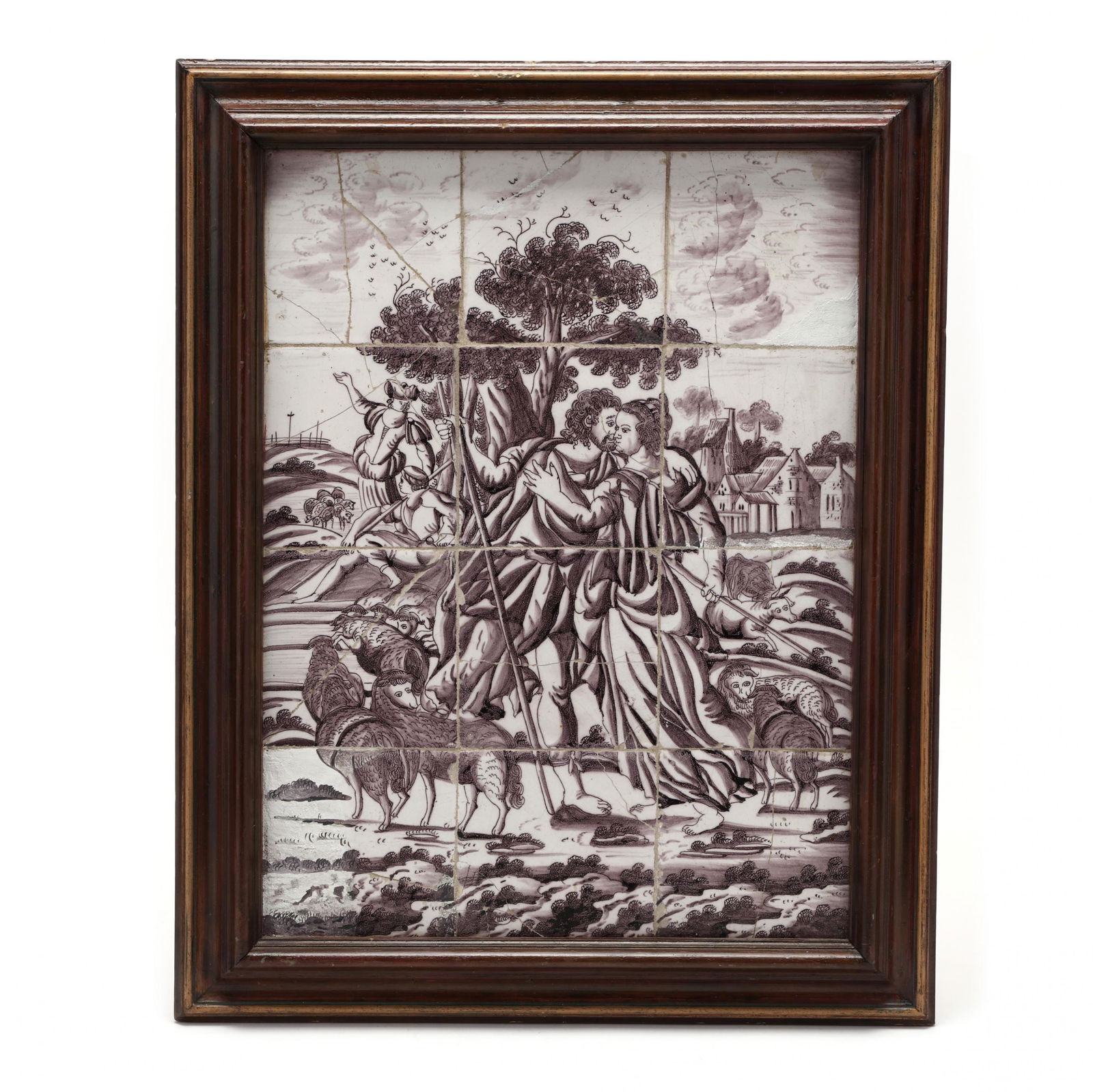 Dutch Delft Shepherd Genre Scene Tile Panel (1 of 3)