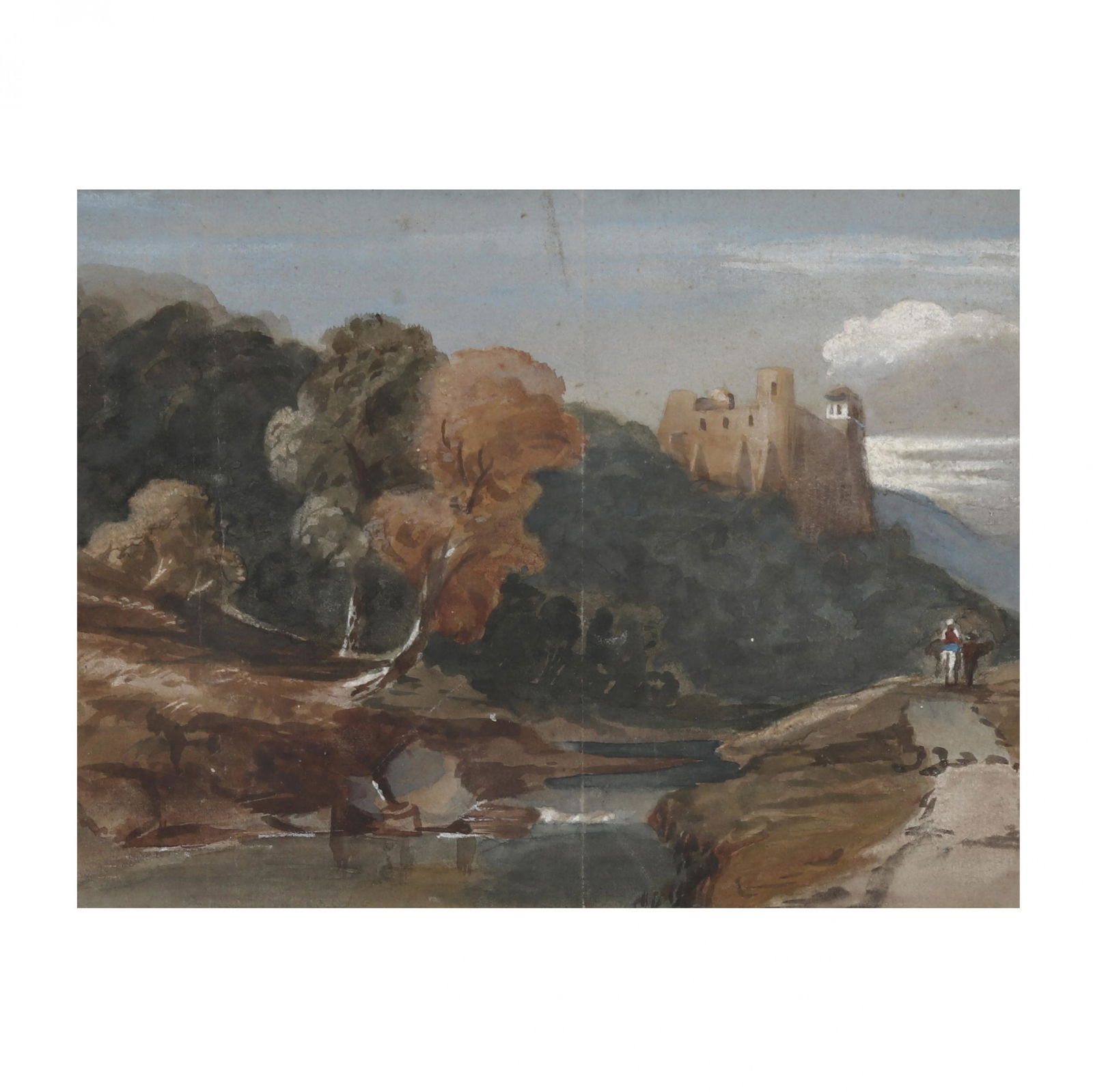Antique Italian School Landscape Drawing (1 of 3)