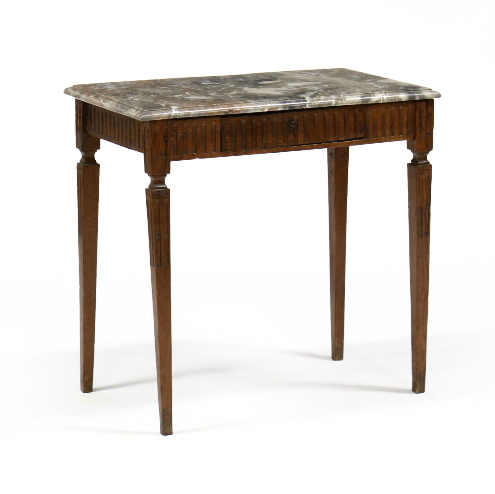 Louis XVI Oak Marble Top Side Table (1 of 4)