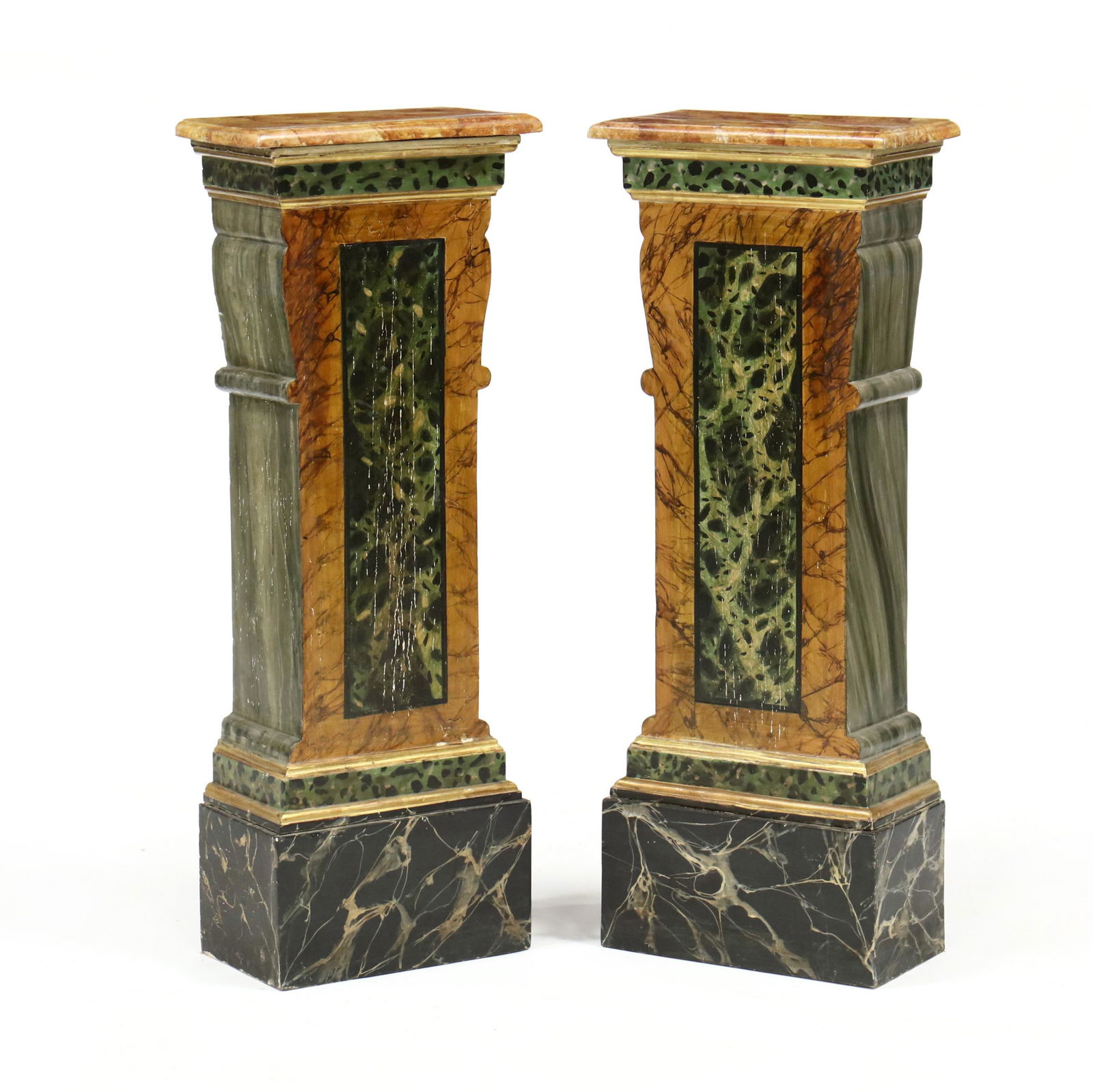 Pair of Paint Decorated Wall Pedestals (1 of 3)