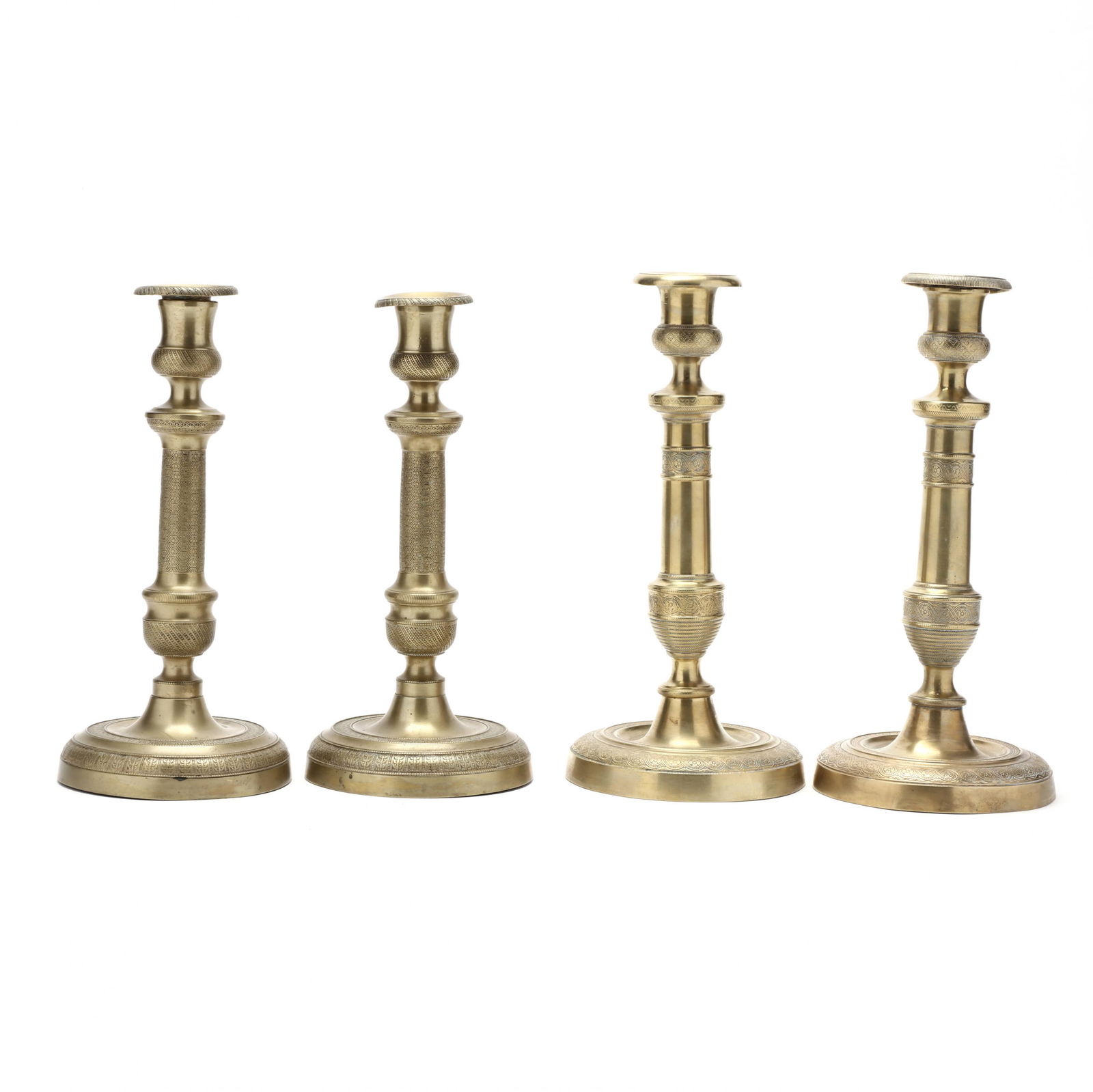 Two Pairs of French Empire Brass Candlesticks (1 of 6)