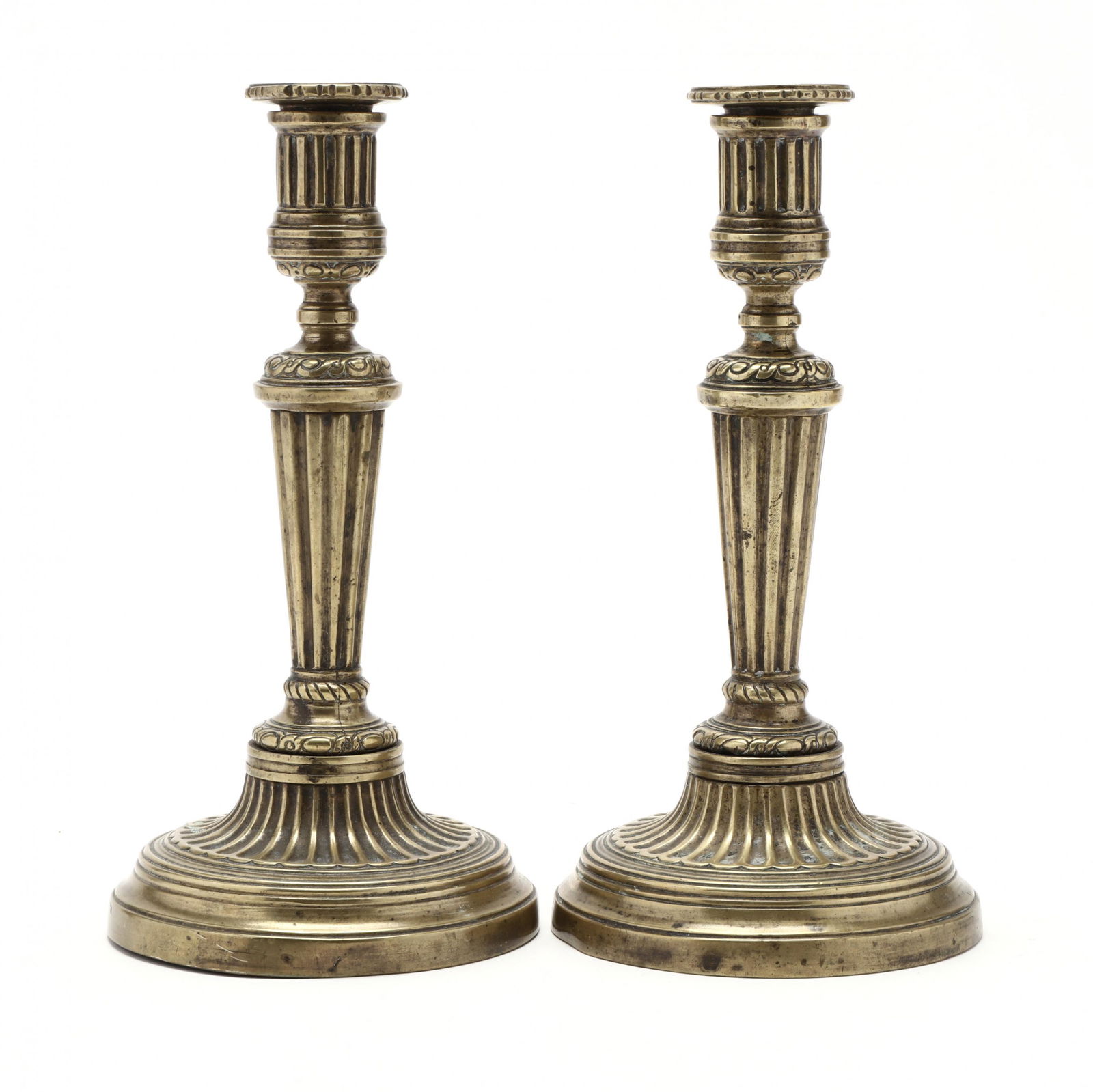Pair of Neoclassical Brass Candlesticks (1 of 4)