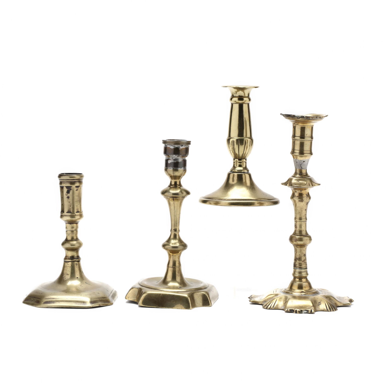 Four Antique Brass Candlesticks (1 of 3)