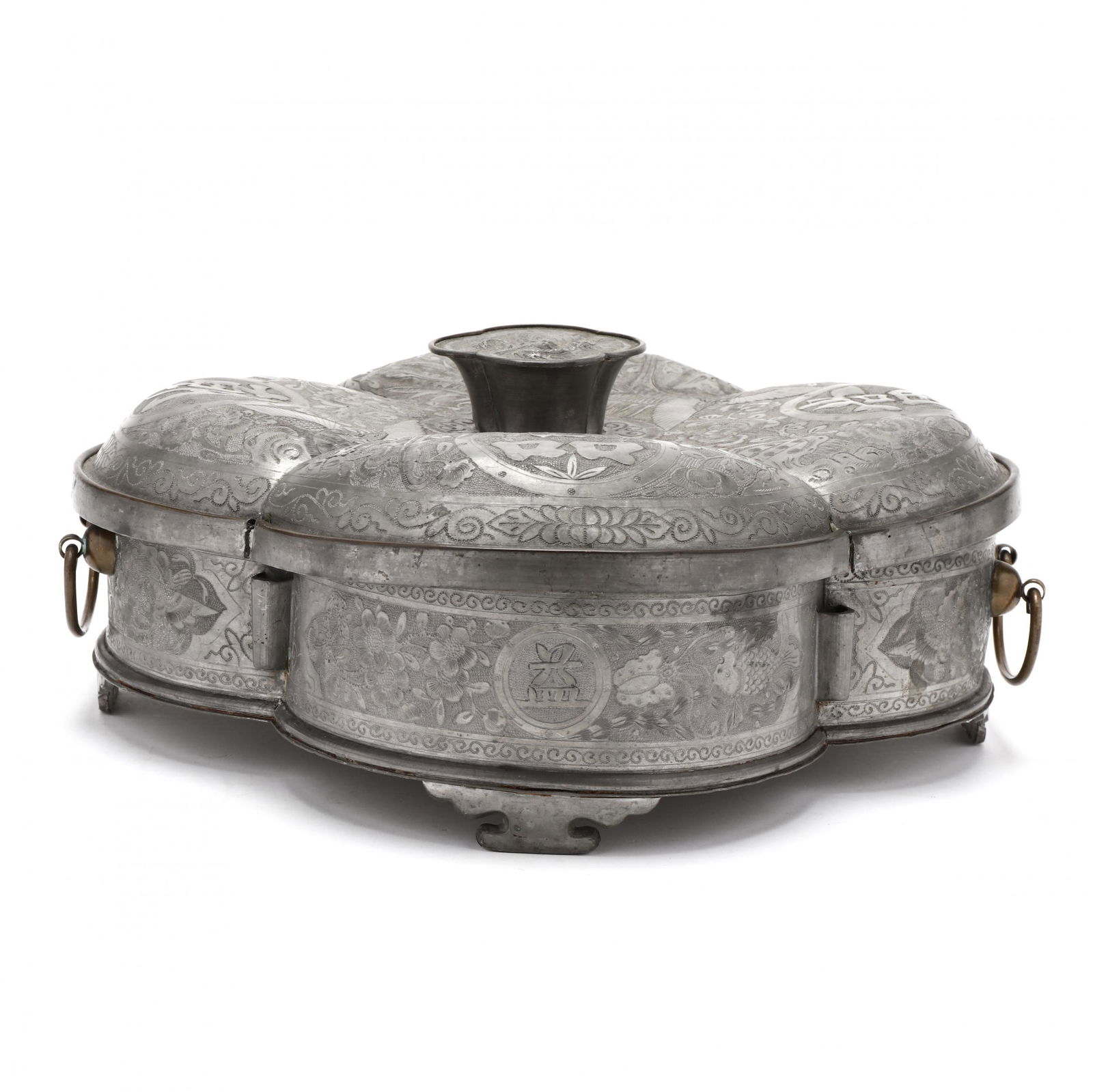 A Chinese Pewter Sweetmeat Serving Container (1 of 7)