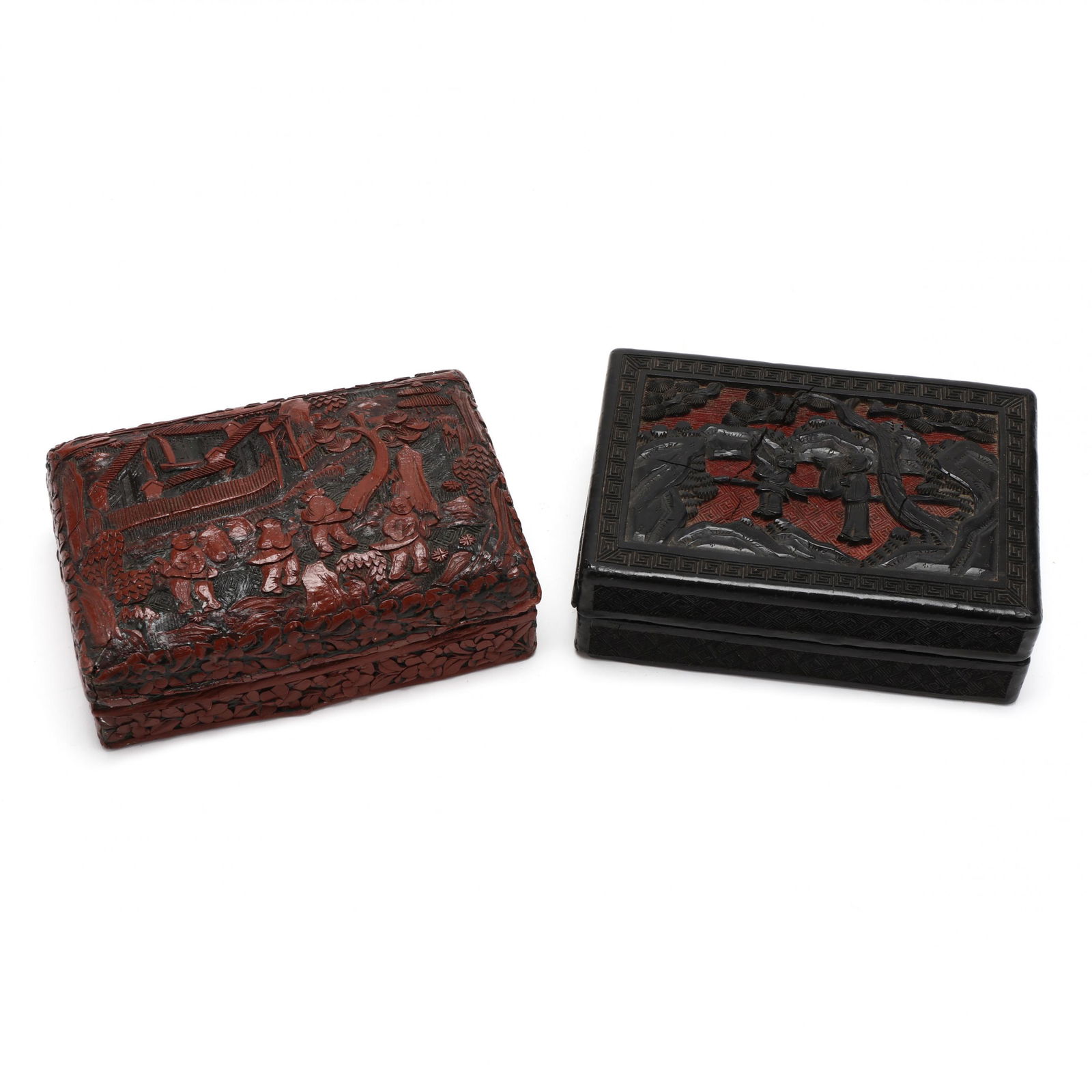 Two Chinese Carved Lacquer Covered Boxes (1 of 7)