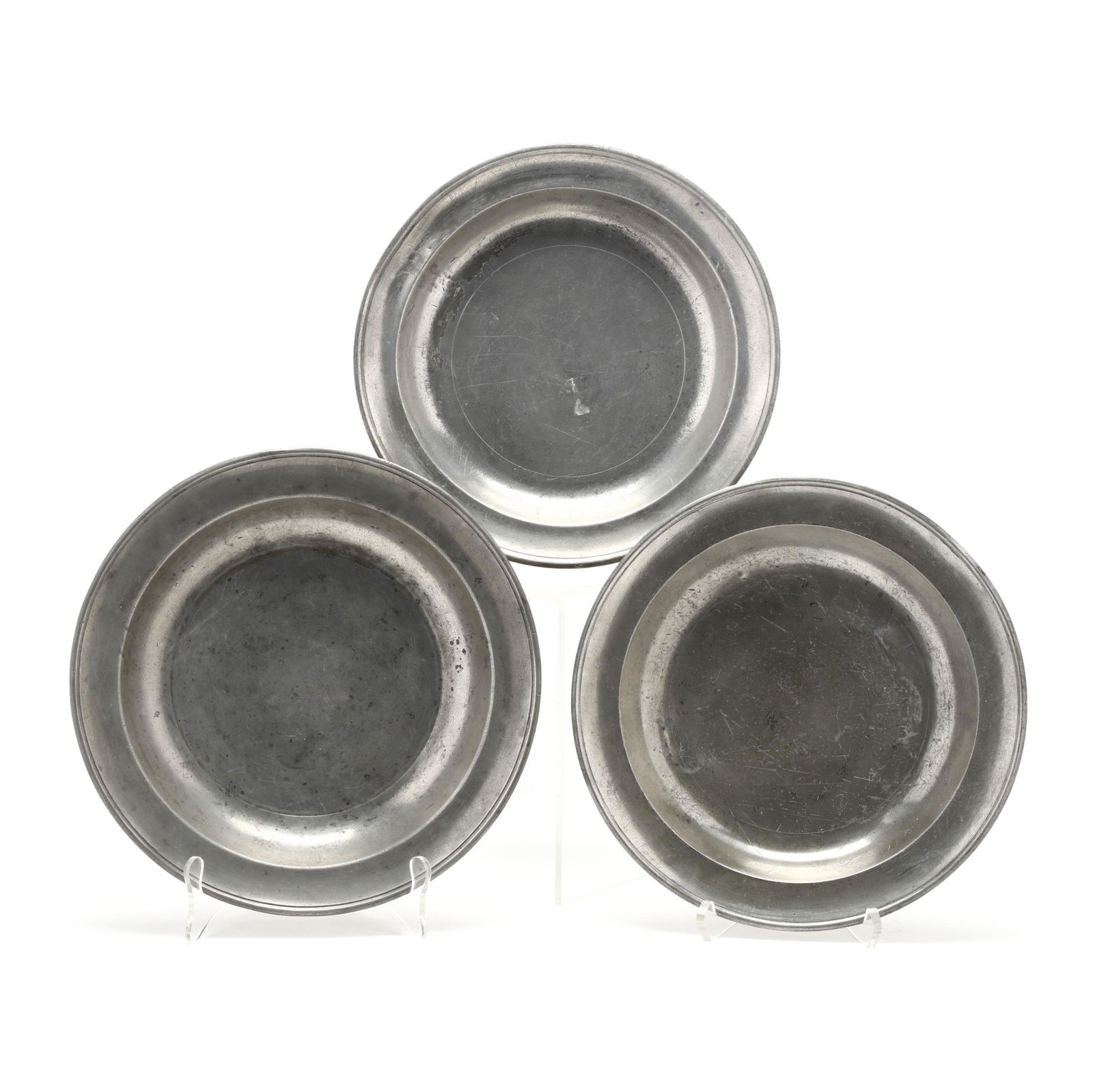 Three Marked Early American Pewter Plates (1 of 5)