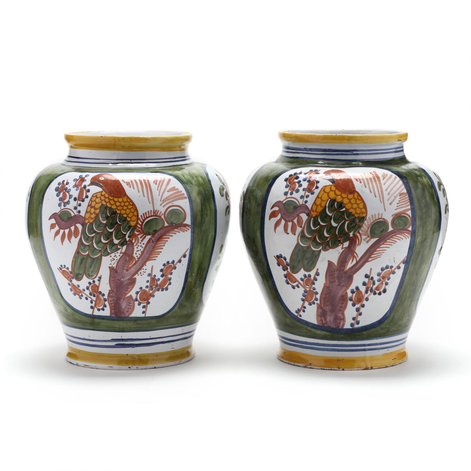A Pair of Dutch Delft Polychrome Vases   De Drie (1 of 7)