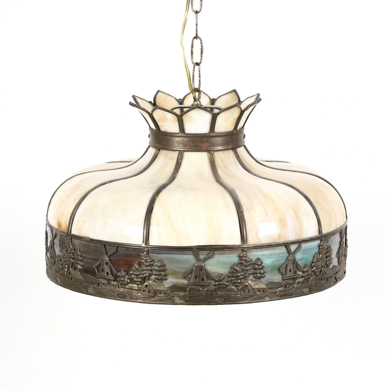 Antique Slag Glass Hanging Light (1 of 3)