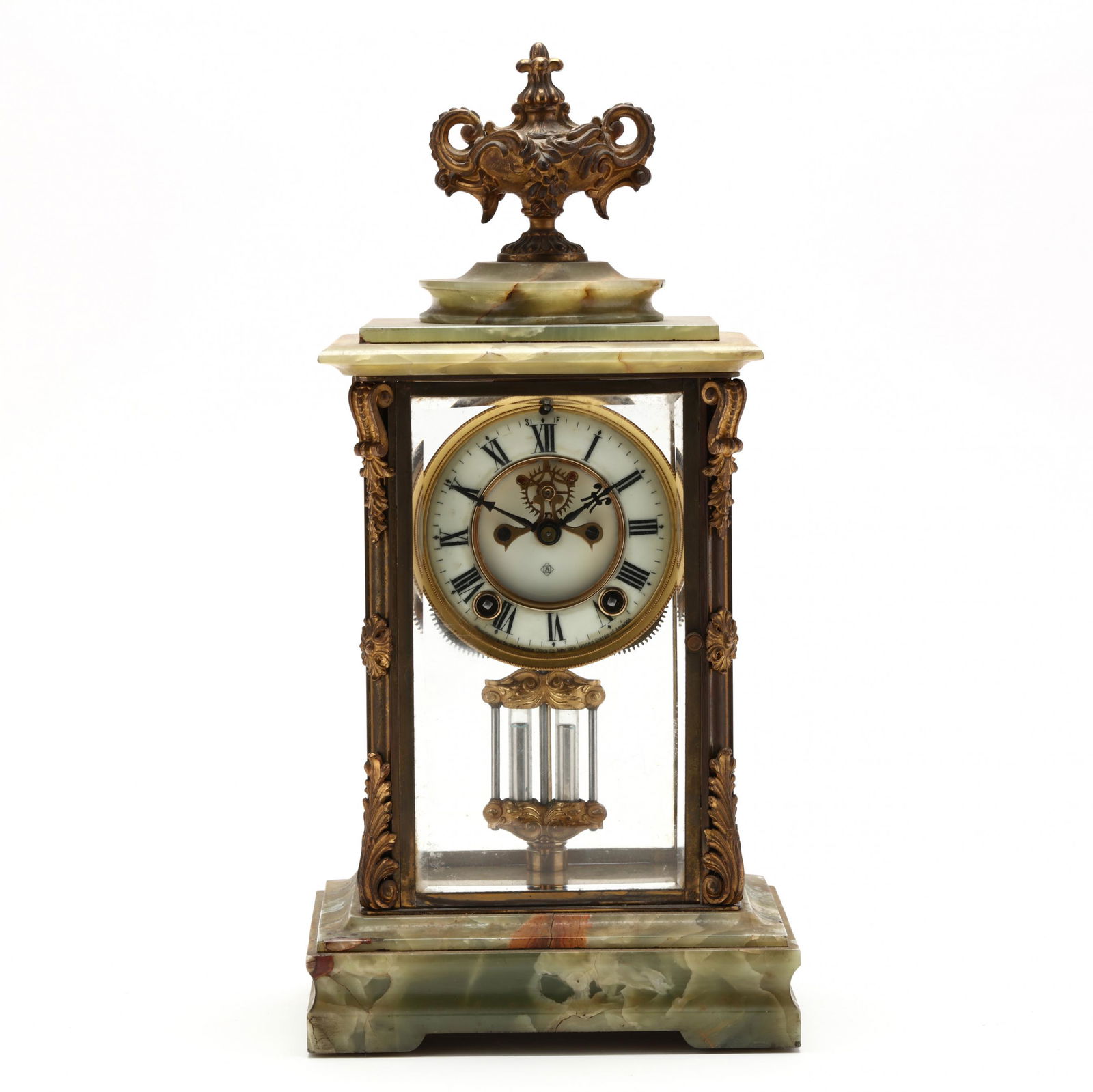 Ansonia Onyx and Brass Mantel Clock (1 of 9)